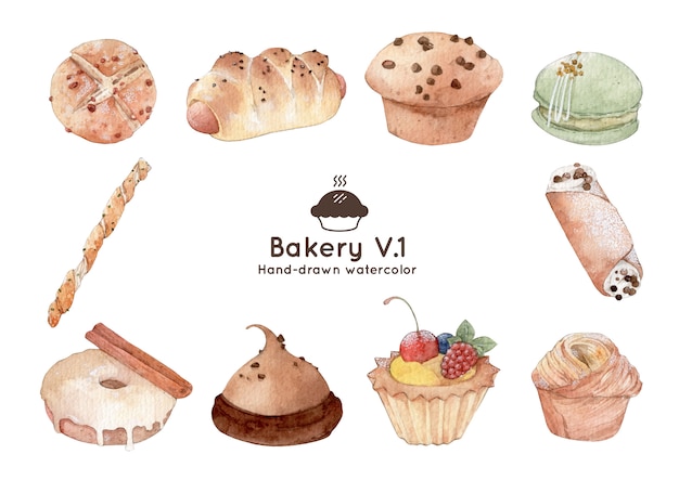 Bakery watercolor illustration