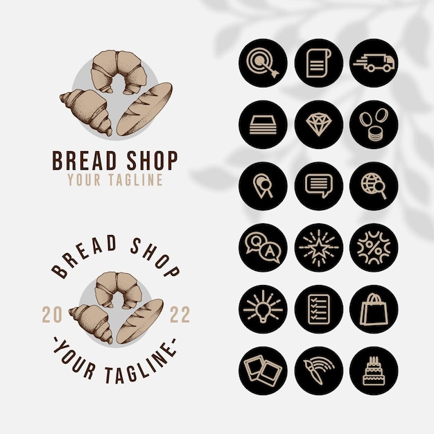 baking bread logo for food restaurant and cafe template with icon