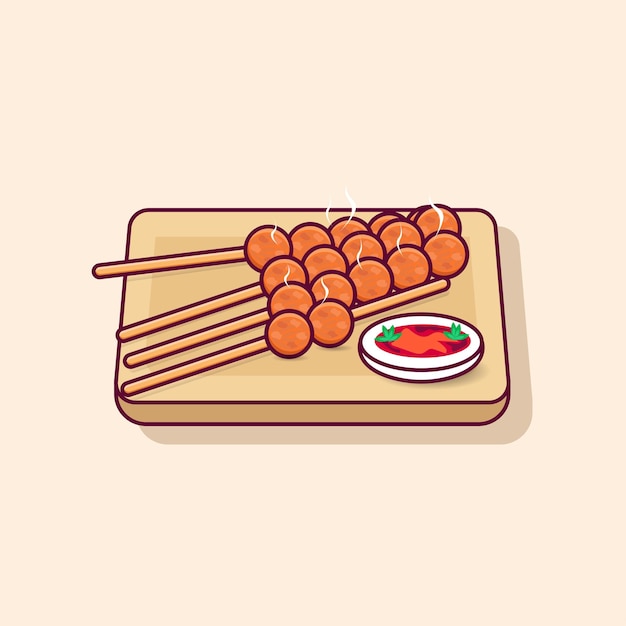 Bakso bakar or grilled meatball with sauce