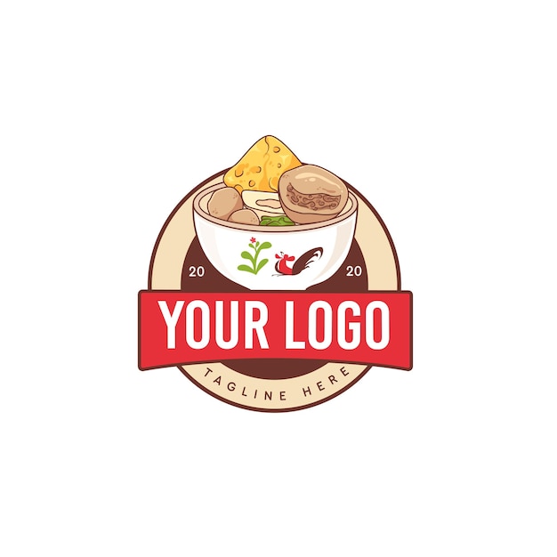 Bakso Indonesian meatball hand drawn logo