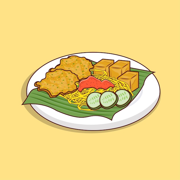 Bakwan sayur or vegetable fritter with tofu and cucumber, indonesian snack, asian food