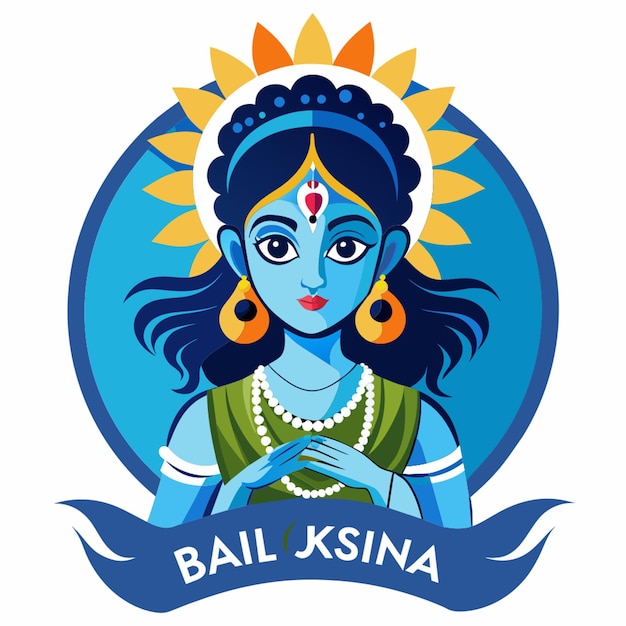 Vector bal krishna ji logo vector illustration