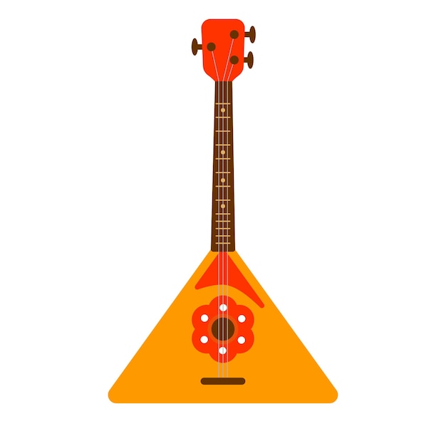 Balalaika. Russian folk music. Triangular wooden traditional musical instrument with three strings.