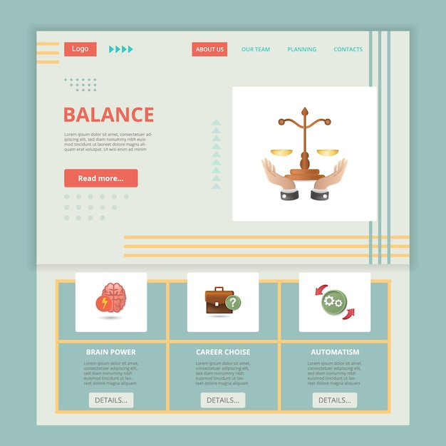 Balance flat landing page website template brain power