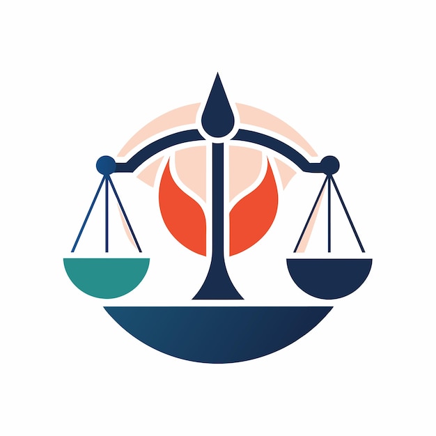 A balance scale with a red circle behind it symbolizing equality and measurement Create a minimalist logo featuring a balance scale to symbolize trust and integrity in investing