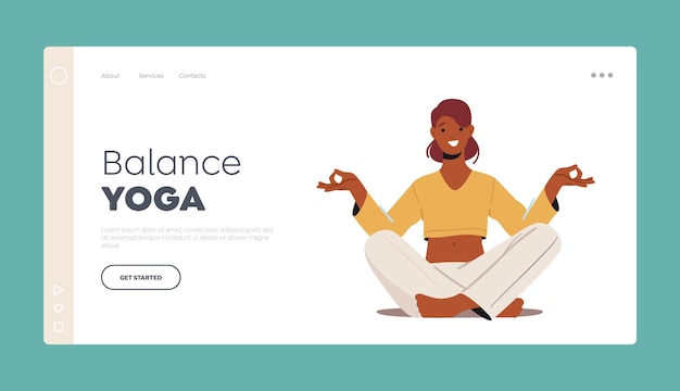 Balance Yoga Landing Page Template Empowerment Healthy Lifestyle Relaxation Calm Woman Practice Meditation