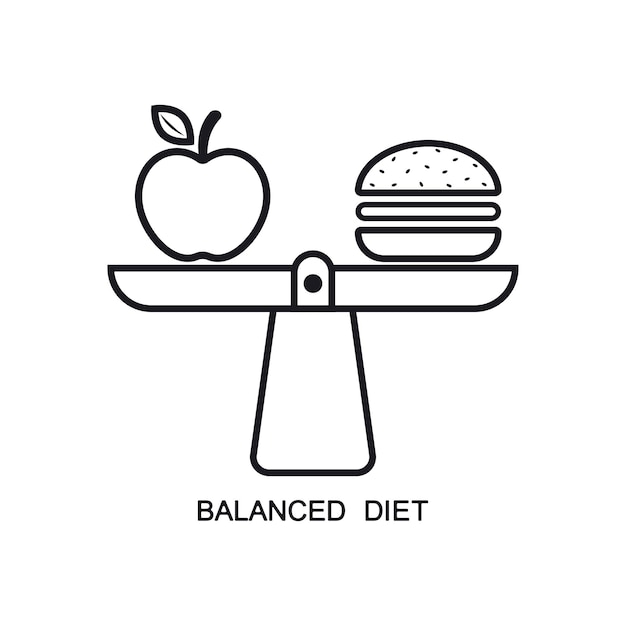 Balanced diet concept vector line icon