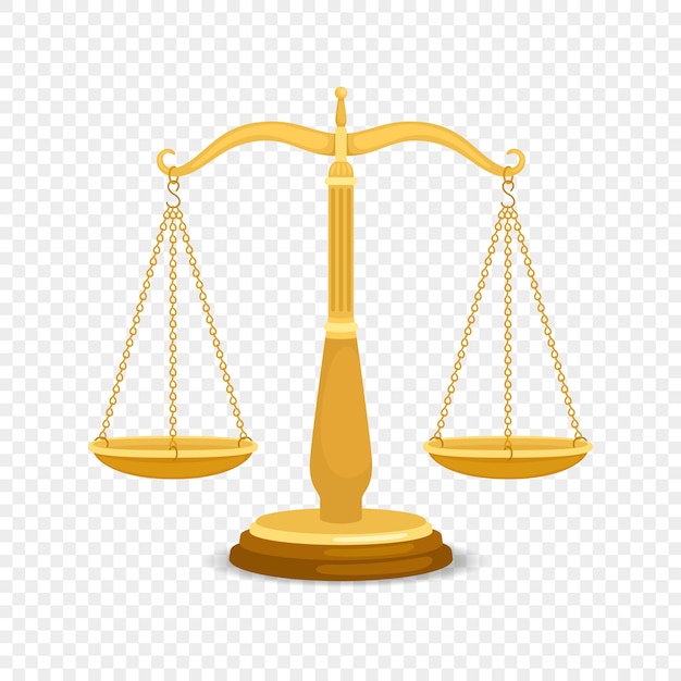 Balancing metal scales. Gold business or golden justice retro scales