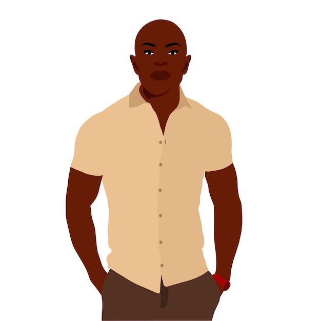 Bald head black man in elegant art style vector