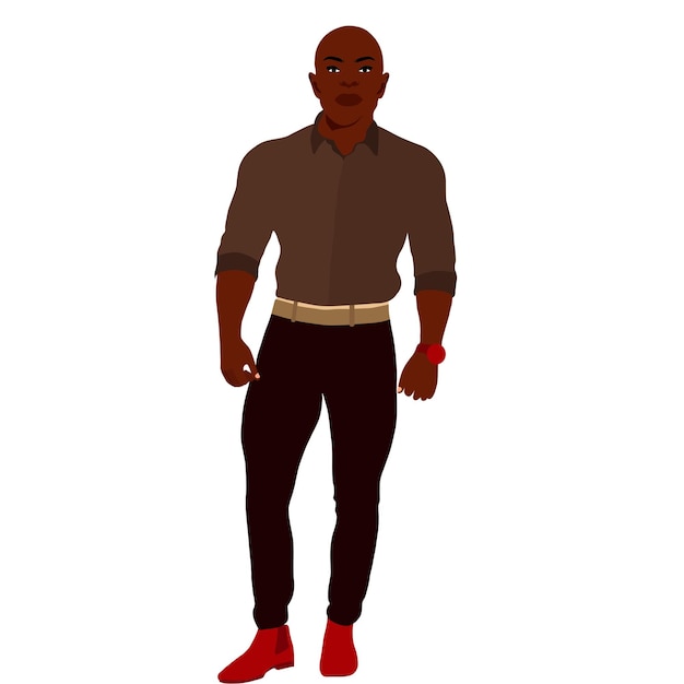 Vector bald head black man in elegant art style vector