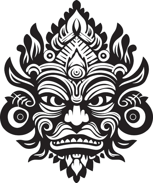 Vector bali heritage traditional mask vector logo island aura balinese mask icon design