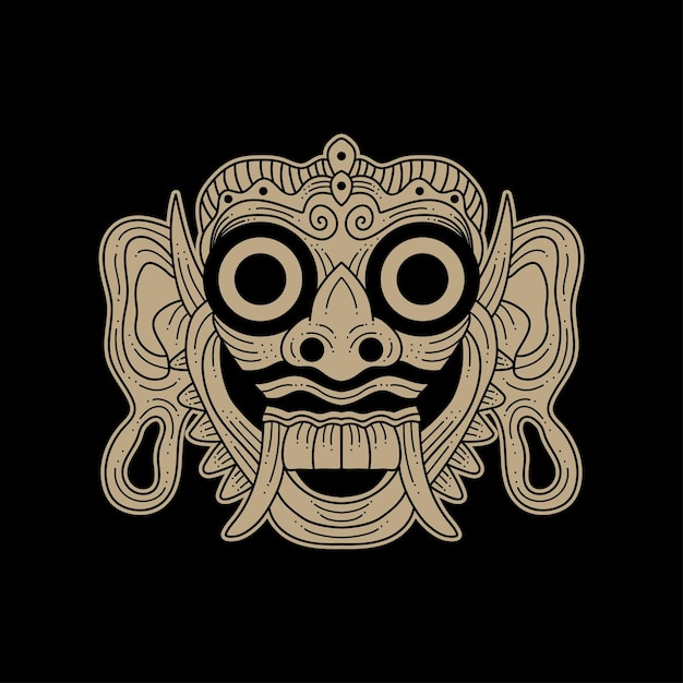 Bali mask drawing illustration