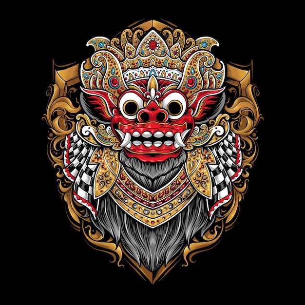 Balinese barong with ornament vector