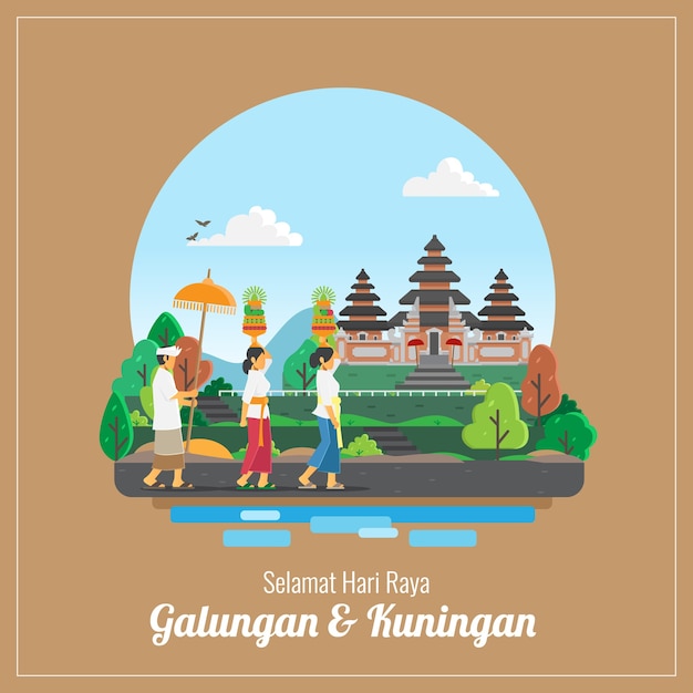 Balinese galungan and kuningan holiday greetings card