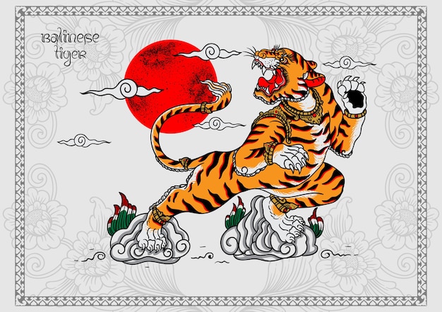 Balinese tiger tattoo poster print