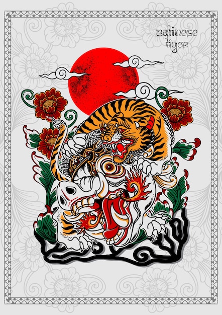 Balinese tiger tattoo poster