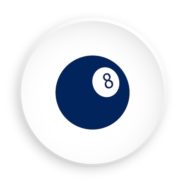 Vector ball for billiard icon in neomorphism style for mobile app sport equipment button for mobile appli