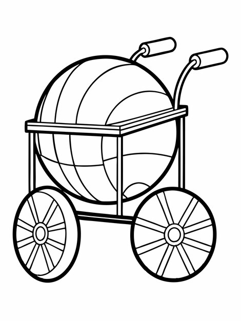 Vector ball cart colouring book pages for children and adults with vector design