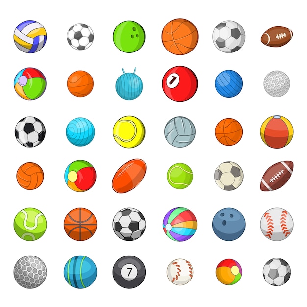 Ball sports element set. Cartoon set of ball sports vector elements