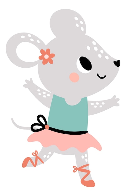 Ballerina mouse in cute dress Beautiful kid animal