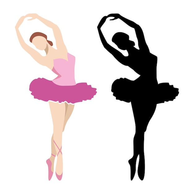 Ballerina in pink ballet tutu Dancer in beautiful pose Ballet Vector illustration