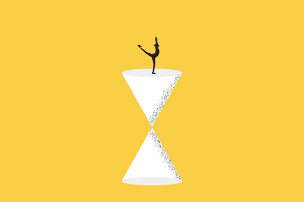 Ballerina stand balancing on triangle work life balance career opportunity vector symbol Job opportunity and career