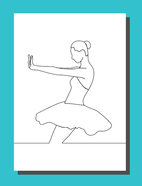 Ballerina style one line continuous line art