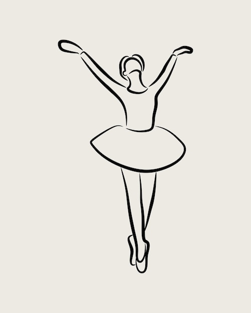 Ballerina woman do ballet dance line art