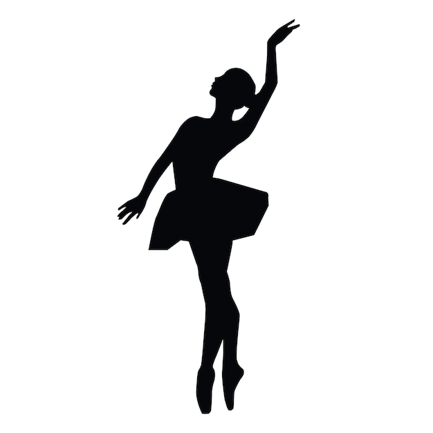 Ballerinas vector silhouettes Black on white isolated Vector illustration