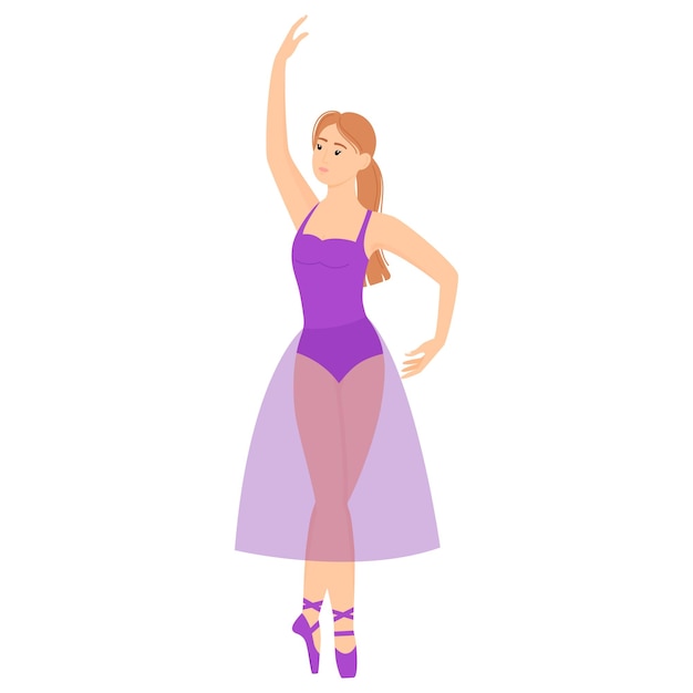 Ballet dancer Graceful dancing ballerina in beautiful pose vector illustration