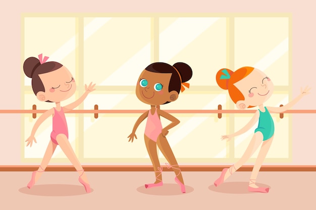 Ballet dancers at class illustration