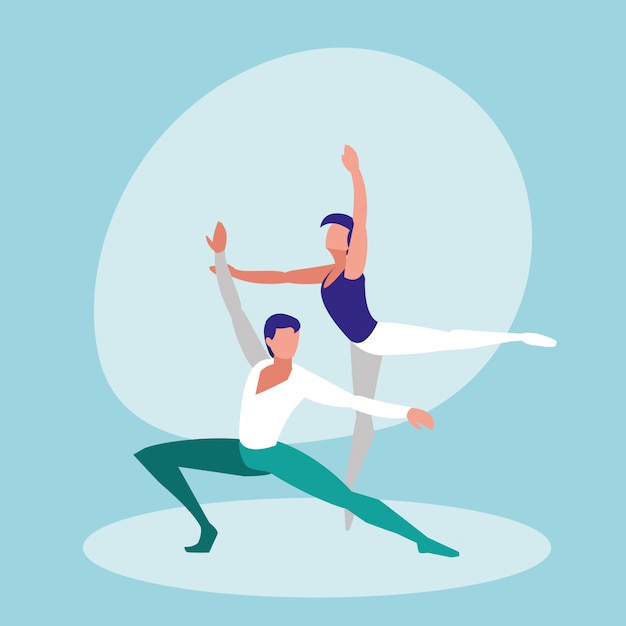 Ballet dancers men isolated icon