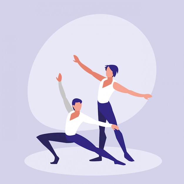 Ballet dancers men isolated icon