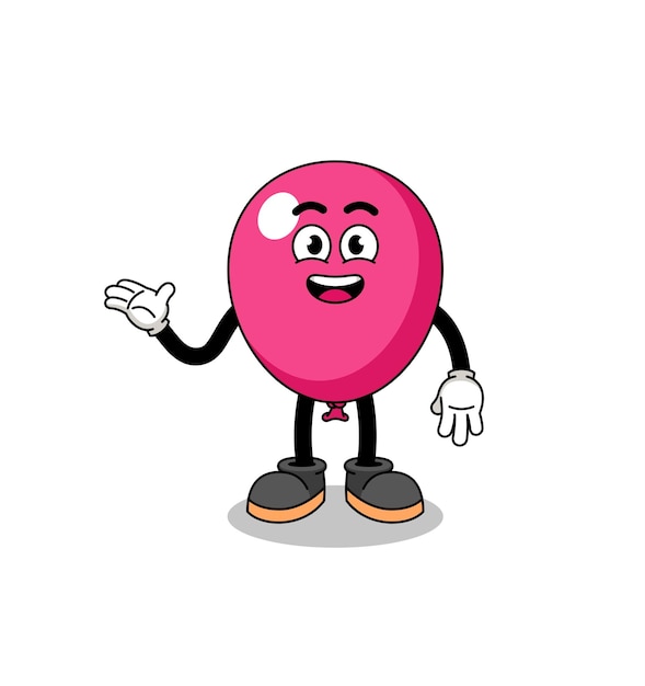 Balloon cartoon with welcome pose character design