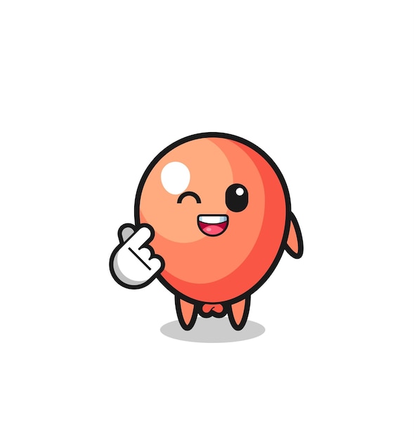 Balloon character doing Korean finger heart  cute design