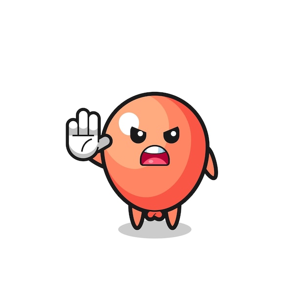 Balloon character doing stop gesture  cute design