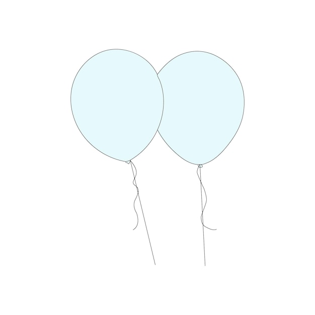 Vector balloon continuous single line art one sketch outline drawing vector illustration