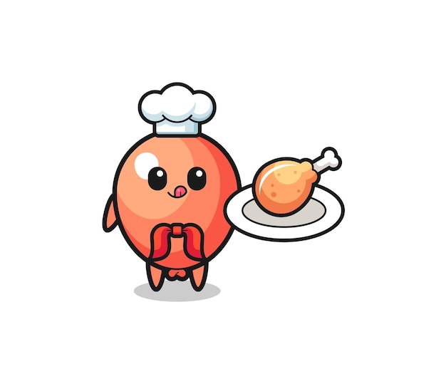 Balloon fried chicken chef cartoon character