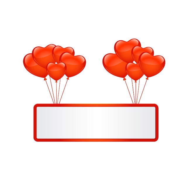 Balloon hearts with blank banner