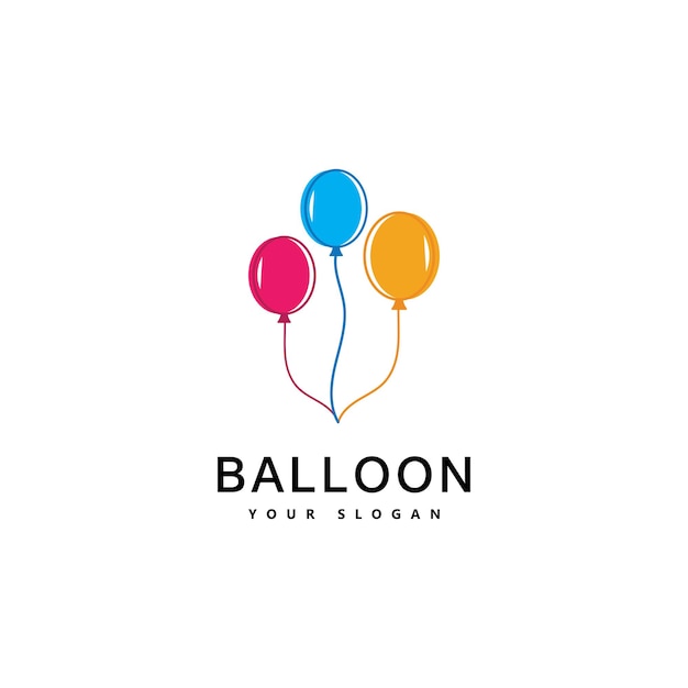 Balloon logo design. Happiness logotype concept. Celebration air balloon symbol.