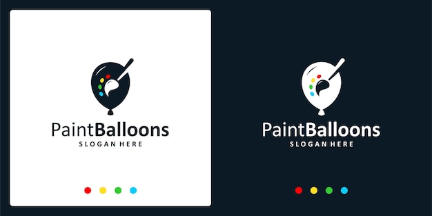 Balloon logo inspiration and paint logo. premium vectors.