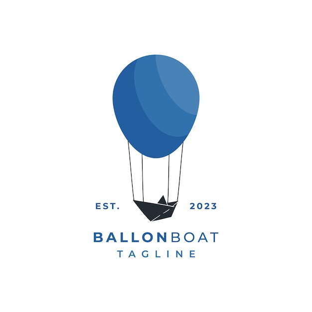 Balloon and paper boat flying logo design Creative brainstorming cooperation and collaboration vector concept illustration