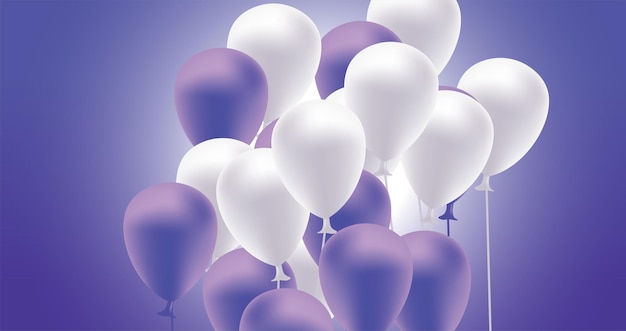 Balloon set isolated on transparent background Realistic gold pink purple colorful