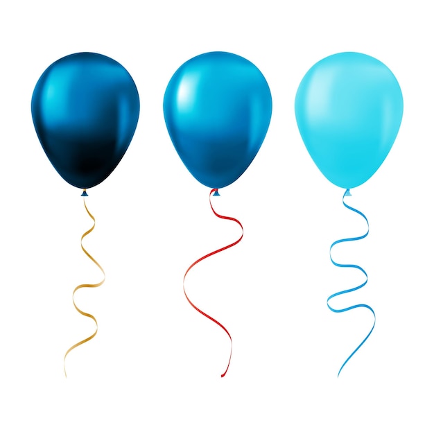 Balloon set isolated on white background Set of blue balloons