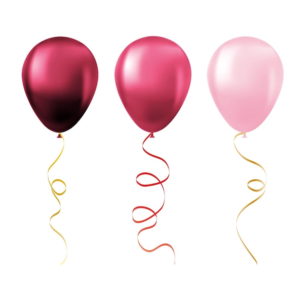 Balloon set isolated on white background Set of pink balloons