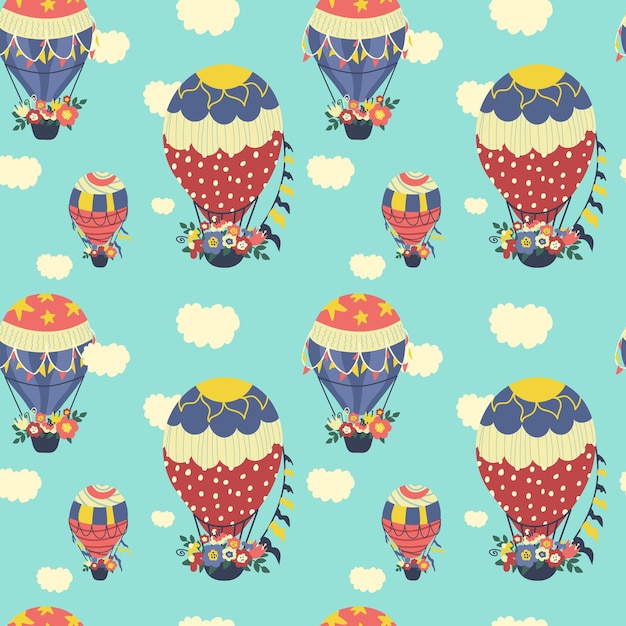 Balloon and sheep clouds seamless pattern children's print