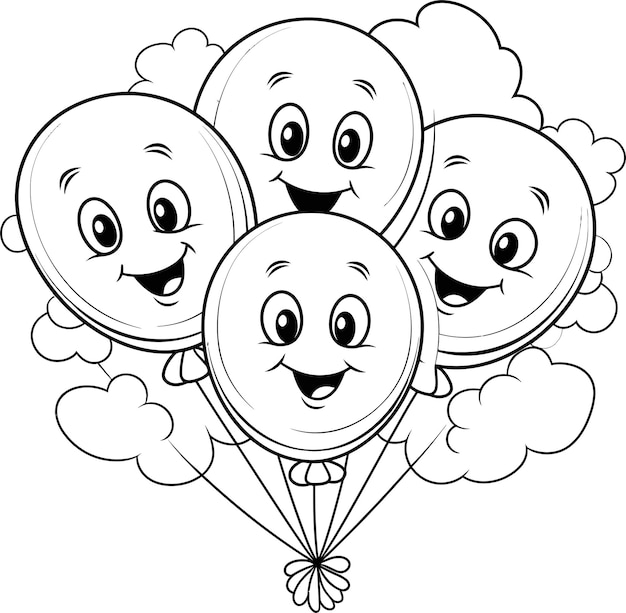 Balloon Vector Black And White Coloring Page