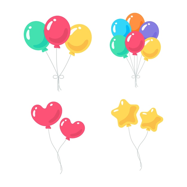 Balloon vector. colorful balloons tied with string for kids birthday party