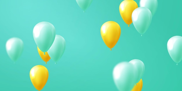 Balloons green yellow celebration banner