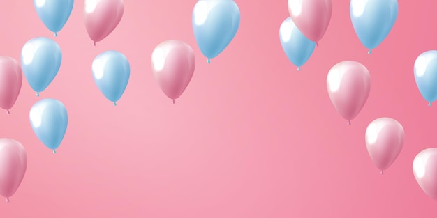 Balloons pink celebration frame background. event and holiday poster.